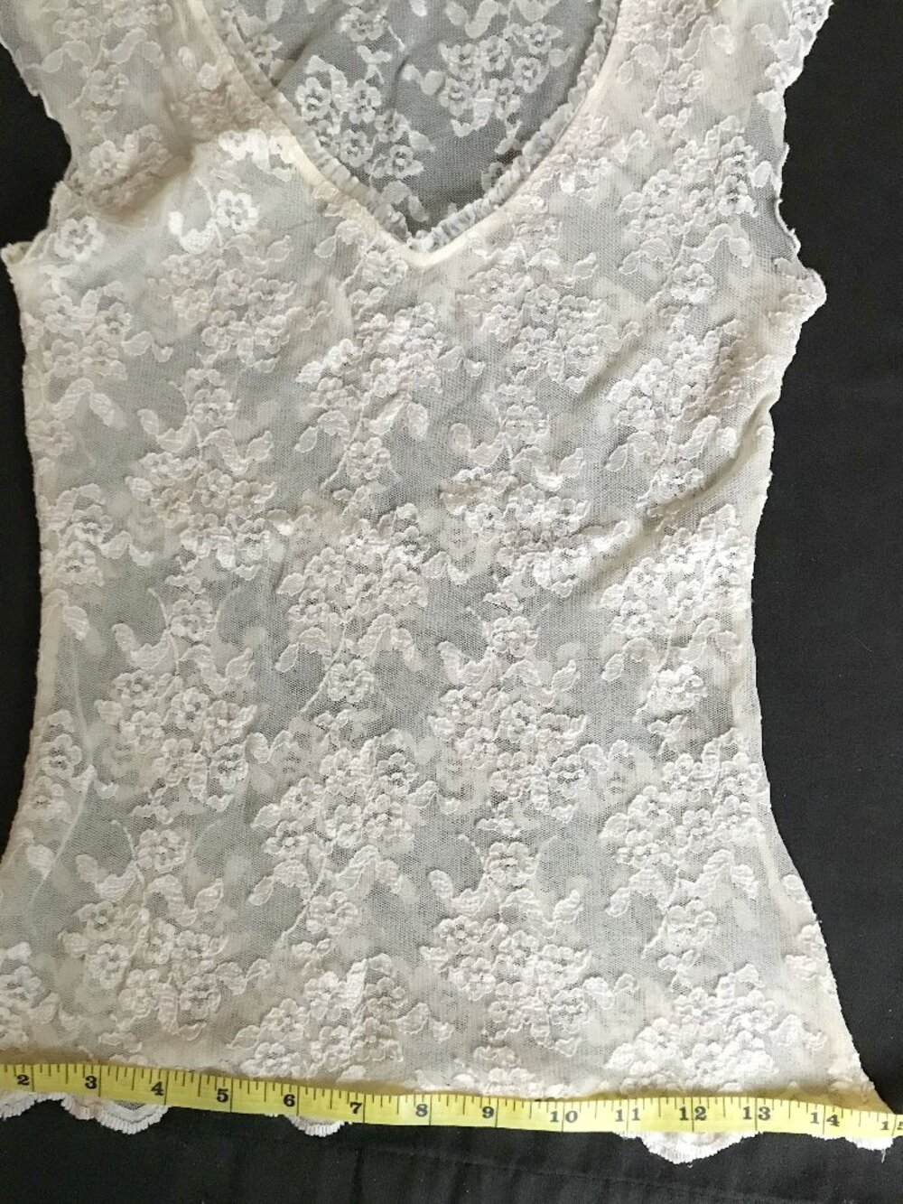 EXPRESS Vintage Y2k Women's Cream Sheer Floral Lace Sleeveless Top, Size S - Picture 8 of 8